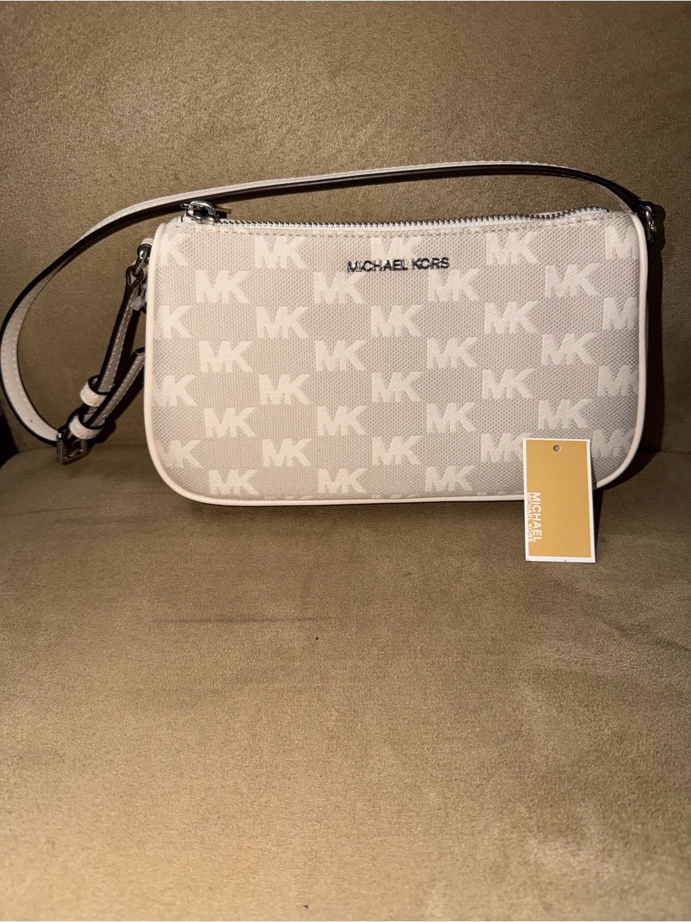 Michael Kors Cream White MK Logo Crossbody Bag